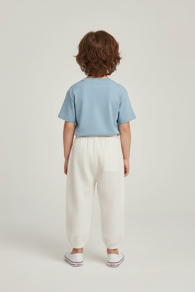 Pantalon Beige Côtelé Décontracté Brodé Enfant Doux - Coton - vue 2