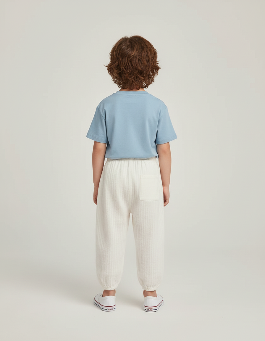 Pantalon Beige Côtelé Décontracté Brodé Enfant Doux - Coton - vue 2