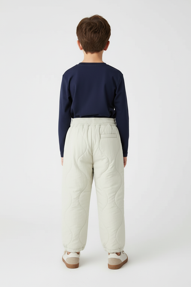 Pantalon Beige Matelassé Ample Confortable Enfant Hiver - Polyester - vue 2