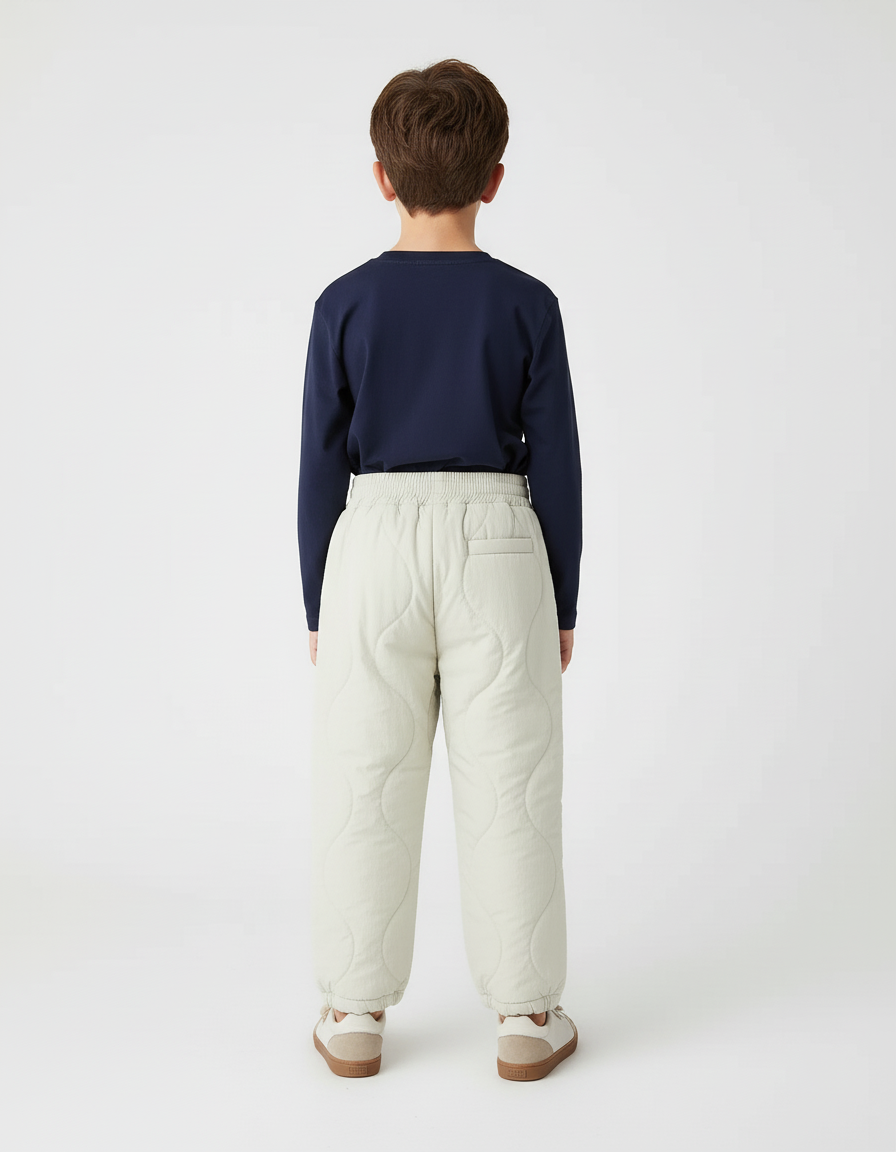 Pantalon Beige Matelassé Ample Confortable Enfant Hiver - Polyester - vue 2