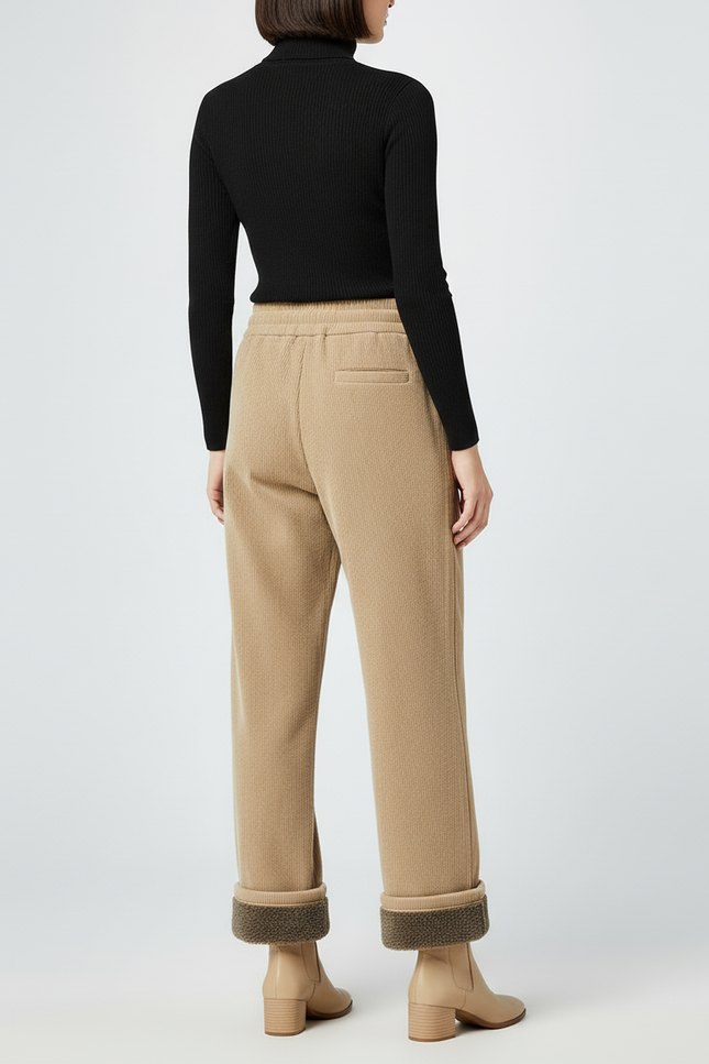 Pantalon Beige Velours Côtelé Doublé Chaud Décontracté - Cordé - vue 2