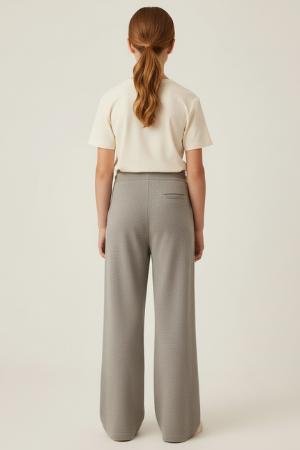 Pantalon Beige Tricoté Ample Confortable Fille - Gris Maille - vue 2