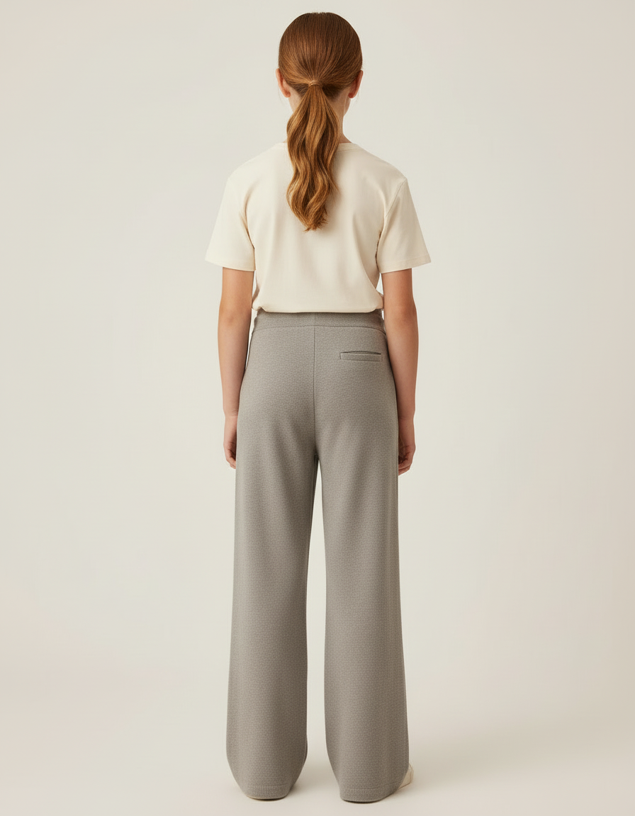 Pantalon Beige Tricoté Ample Confortable Fille - Gris Maille - vue 2