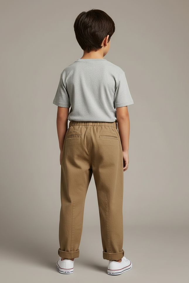 Pantalon Beige Coton Ample Élastiqué Enfant Unisexe - Camel Toile - vue 2