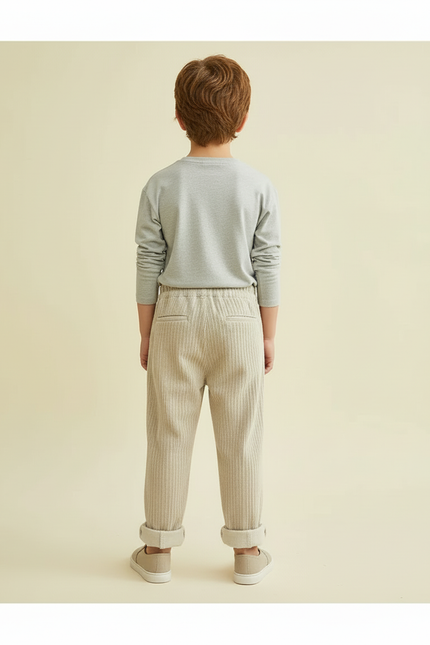 Pantalon Raye Beige Et Blanc - Cordé - vue 2