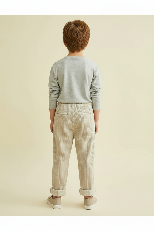 Pantalon Raye Beige Et Blanc - Cordé - vue 2