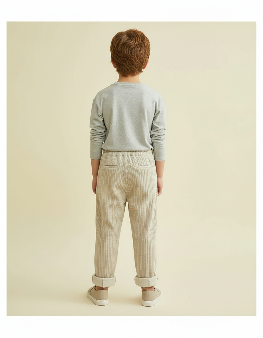 Pantalon Raye Beige Et Blanc - Cordé - vue 2
