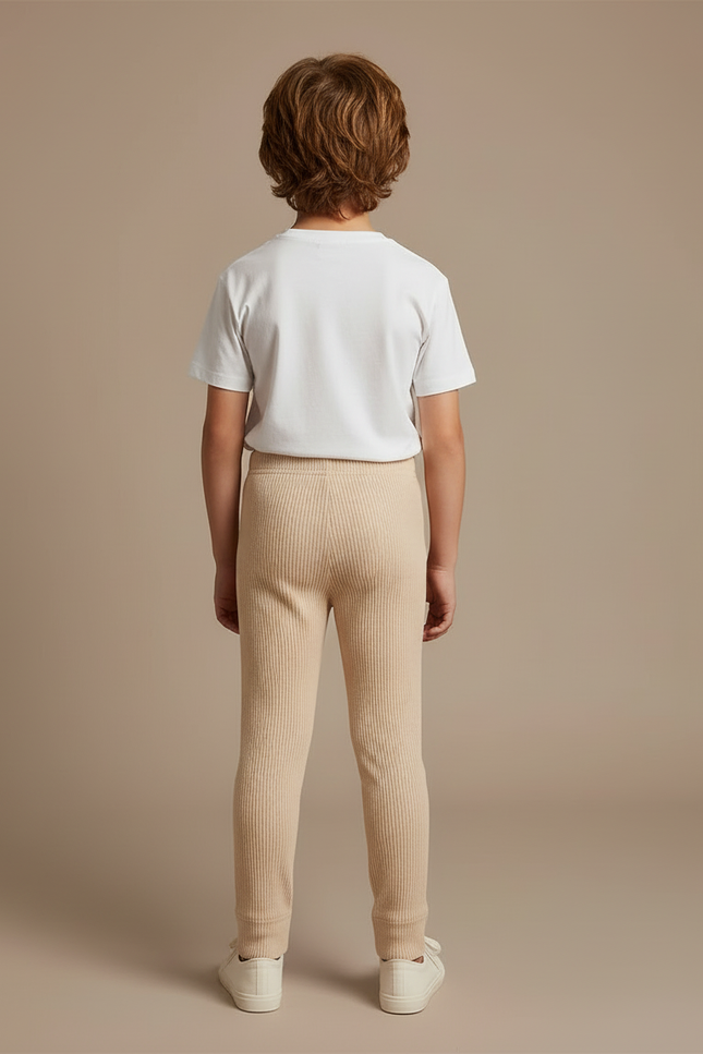 Pantalon Beige Côtelé Coton Enfant Garçon Fille - Maille - vue 2