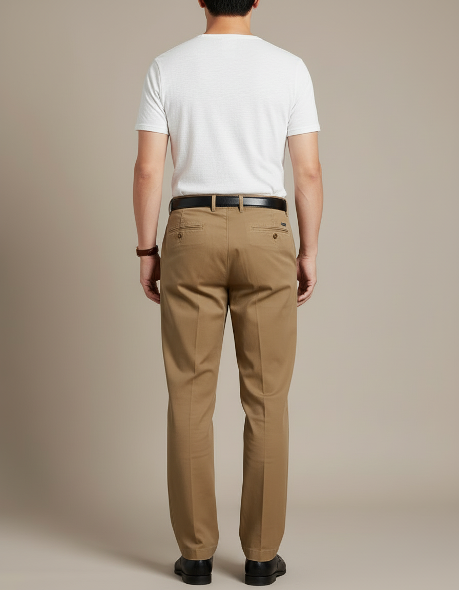 Pantalon À Pince Beige Homme - Gabardine - vue 2