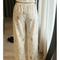 Pantalon Beige Ample Imprimé Dessins Animés Décontracté Coton