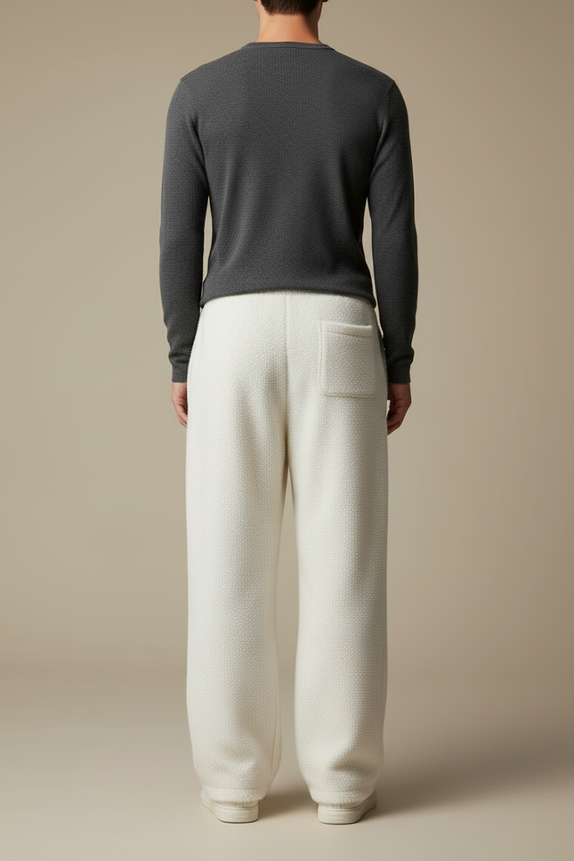 Pantalon Beige Ample Brodé Molleton Doux Sport Homme - vue 2
