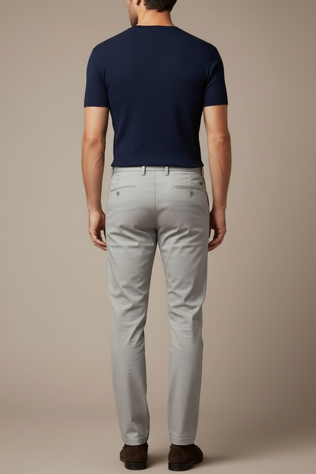 Pantalon Beige Homme Chino Slim Confortable - Gris Gabardine - vue 2