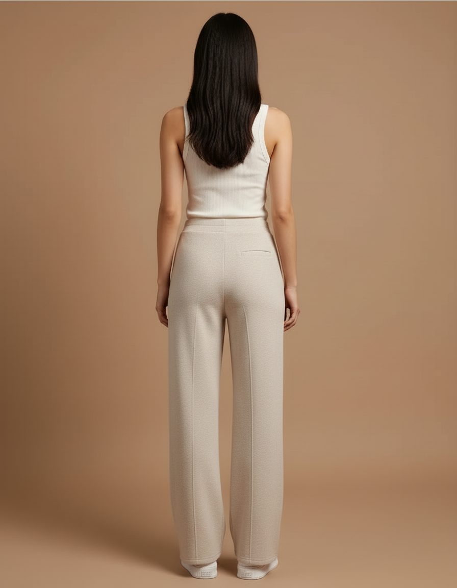 Pantalon Beige Ample Décontracté Fluide Femme - Molleton - vue 2