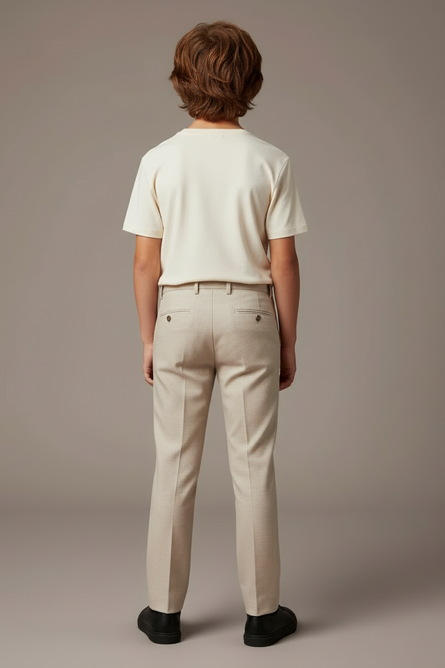Pantalon Beige Droit Élégant Garçon Pli Cérémonie - Gabardine - vue 2