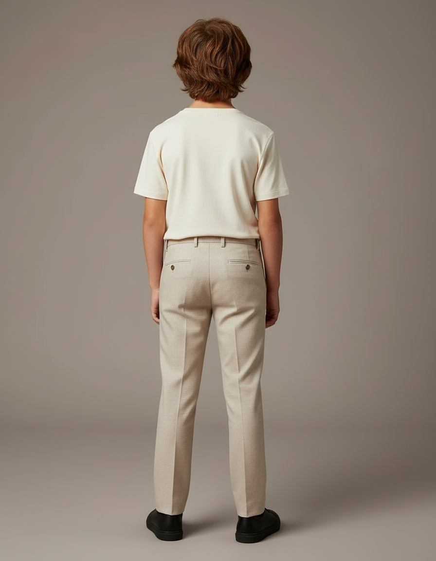 Pantalon Beige Droit Élégant Garçon Pli Cérémonie - Gabardine - vue 2