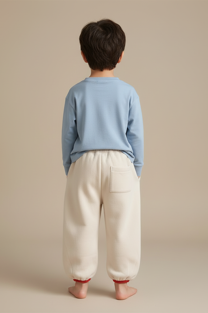 Pantalon Beige Molletonné Imprimé Étoiles Ample Enfant - vue 2