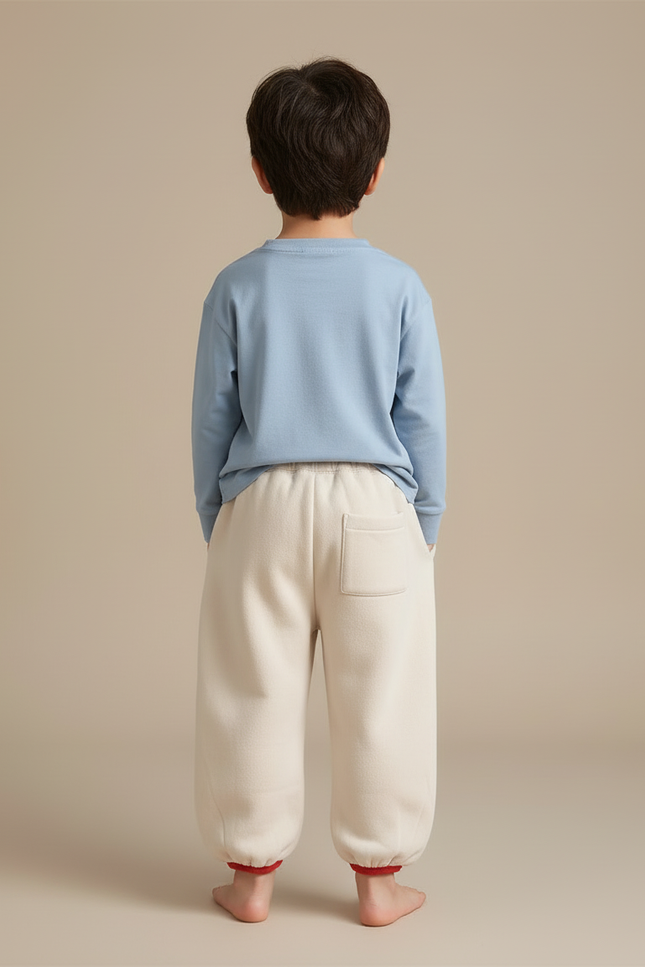 Pantalon Beige Molletonné Imprimé Étoiles Ample Enfant - vue 2