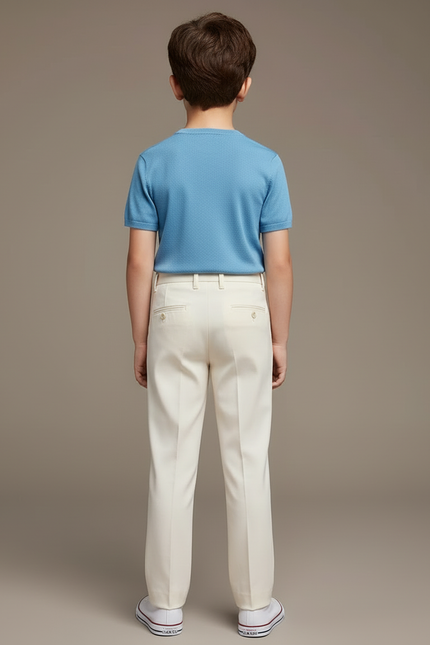 Pantalon Beige Droit Coton Élégant Garçon Classique - Gabardine - vue 2