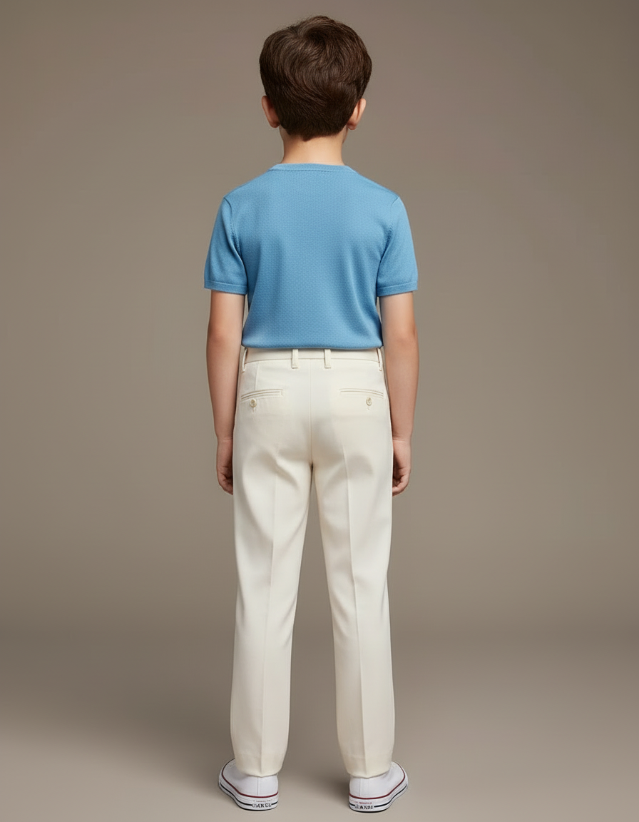 Pantalon Beige Droit Coton Élégant Garçon Classique - Gabardine - vue 2