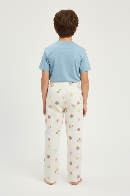 Pantalon Beige Coton Imprimé Animalier Décontracté Enfant - Molleton - vue 2