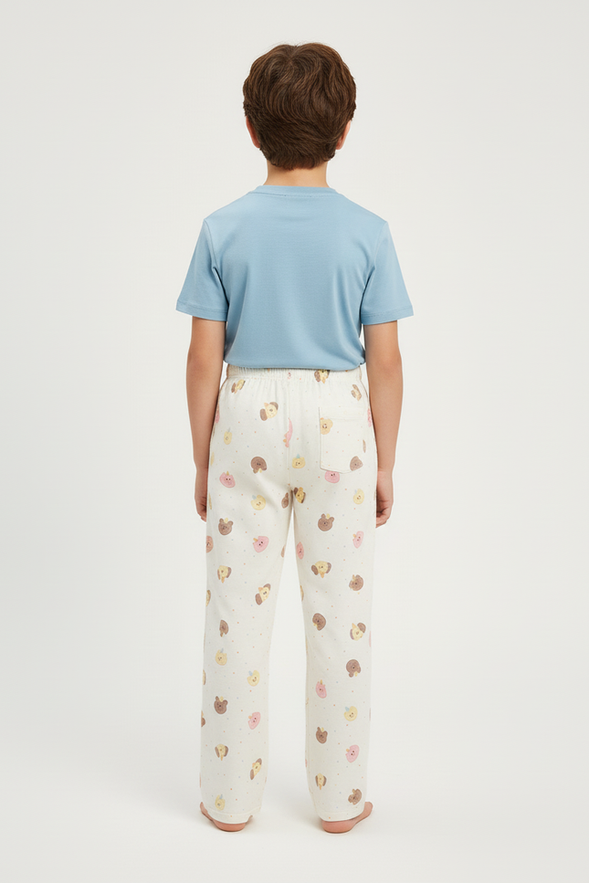 Pantalon Beige Coton Imprimé Animalier Décontracté Enfant - Molleton - vue 2