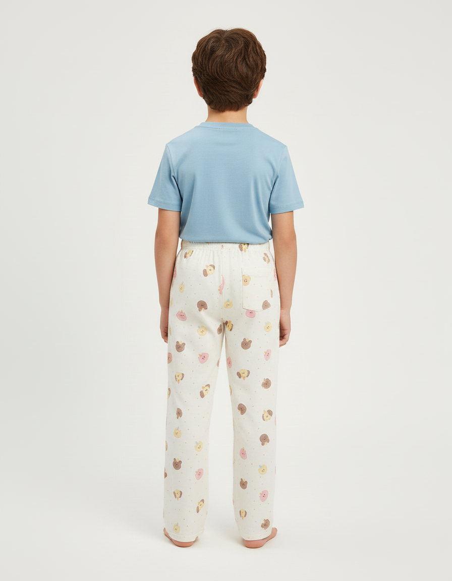 Pantalon Beige Coton Imprimé Animalier Décontracté Enfant - Molleton - vue 2