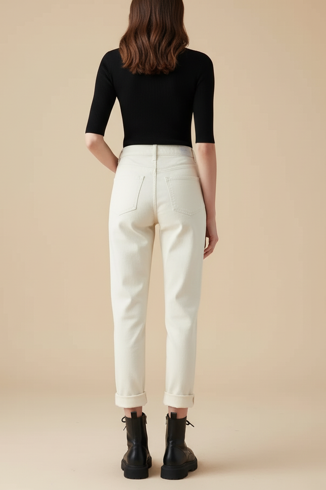 Pantalon Beige Droit Taille Haute Décontracté Chic - Jean - vue 2