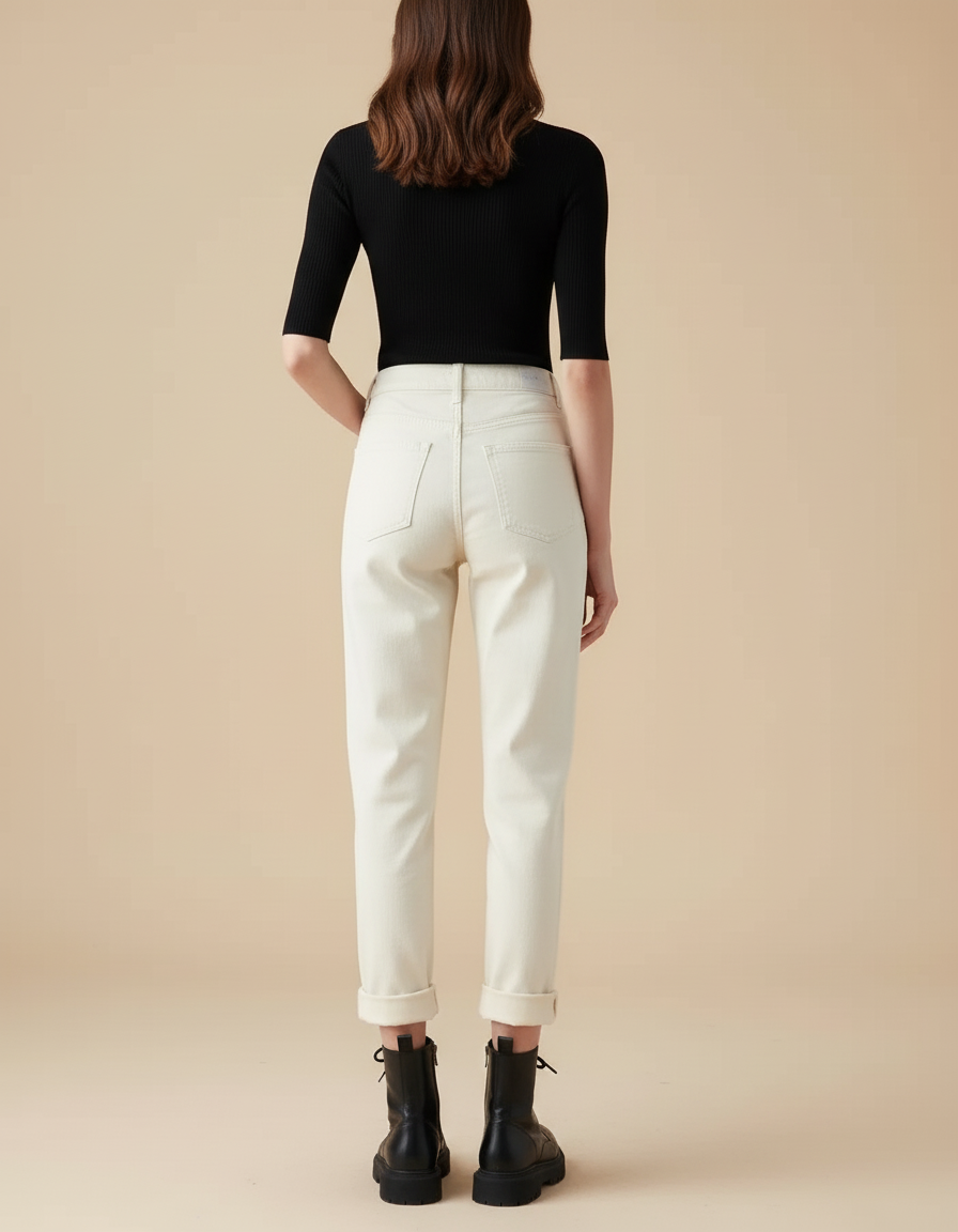 Pantalon Beige Droit Taille Haute Décontracté Chic - Jean - vue 2