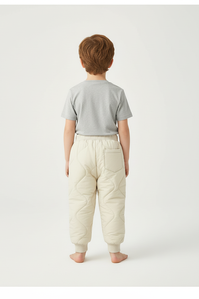 Pantalon Beige Matelassé Hiver Enfant Rembourré Chaud - Polyester - vue 2