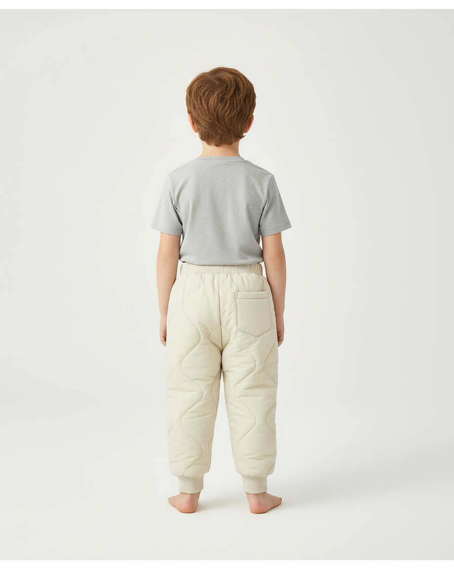 Pantalon Beige Matelassé Hiver Enfant Rembourré Chaud - Polyester - vue 2