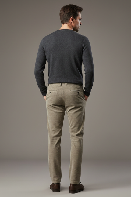 Pantalon Beige Côtelé Décontracté Homme Élégant - Cordé - vue 2