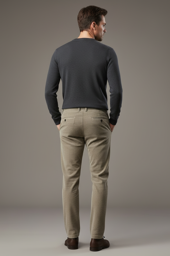 Pantalon Beige Côtelé Décontracté Homme Élégant - Cordé - vue 2