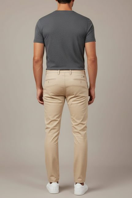 Pantalon Beige Homme Chino Slim Confortable Élégant - Gabardine - vue 2