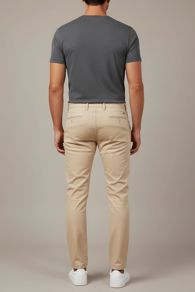 Pantalon Beige Homme Chino Slim Confortable Élégant - Gabardine - vue 2