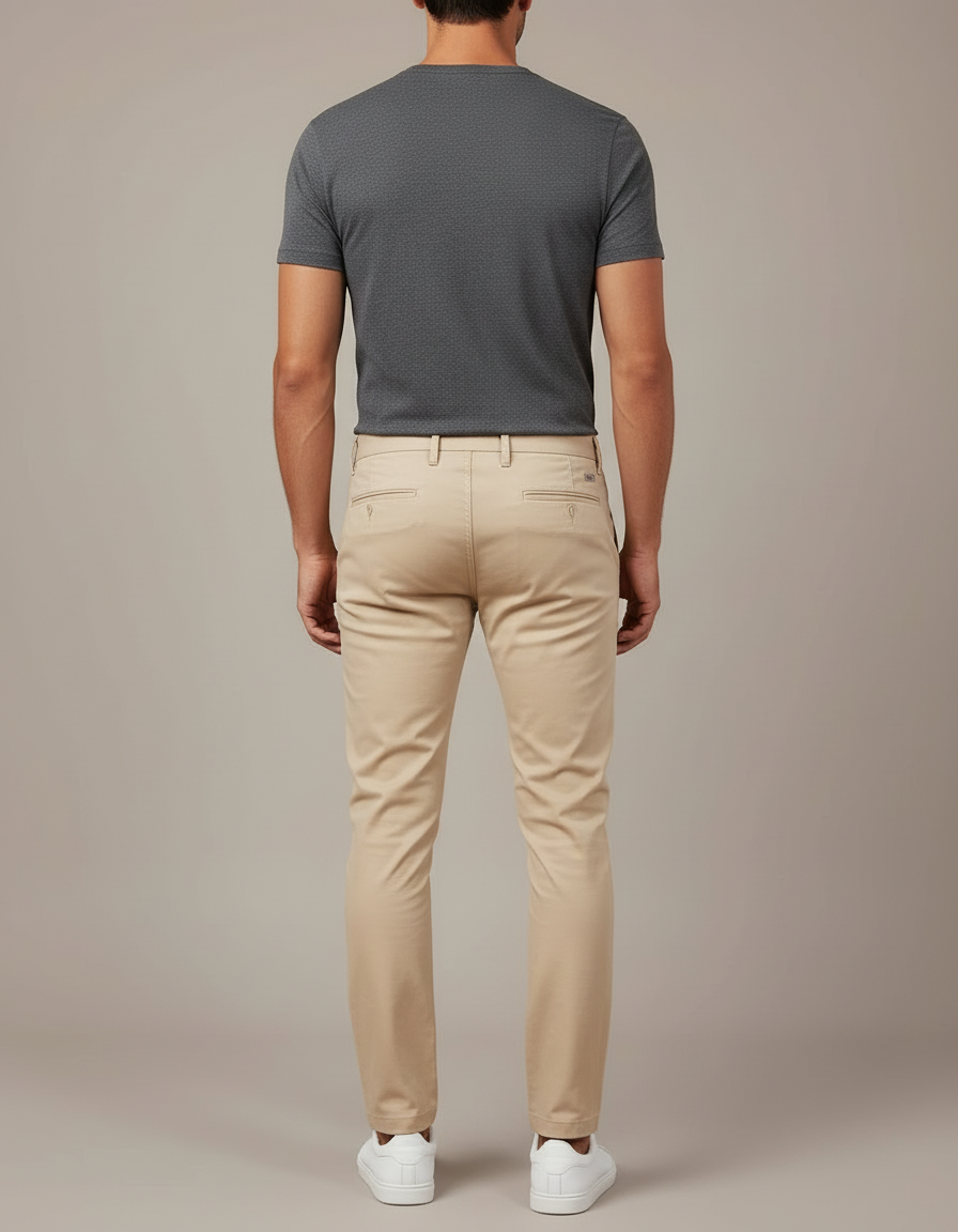 Pantalon Beige Homme Chino Slim Confortable Élégant - Gabardine - vue 2