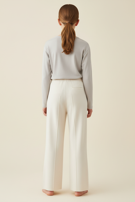 Pantalon Beige Droit Tricoté Laine Doux Confortable - vue 2