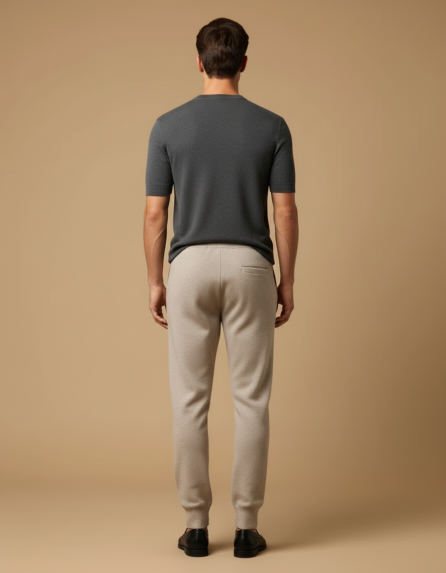 Pantalon Jogging Beige - Maille - vue 2