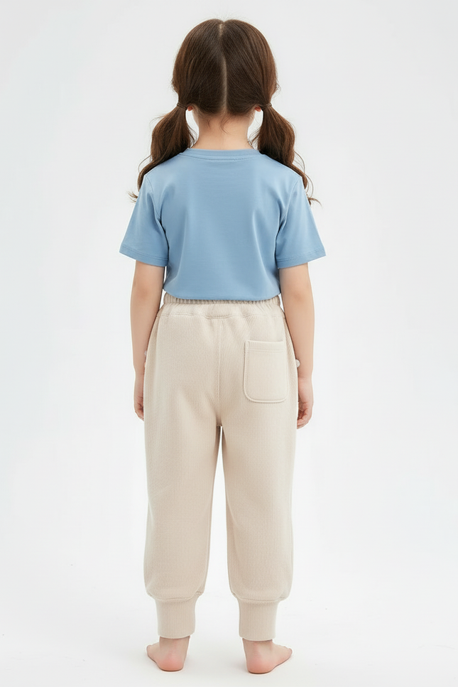 Pantalon Beige Côtelé Chaud Décontracté Pompons Colorés - Cordé - vue 2