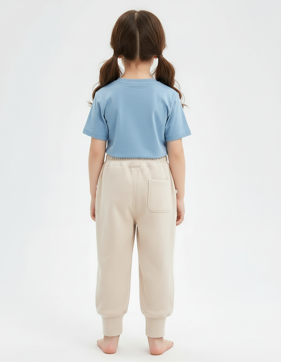 Pantalon Beige Côtelé Chaud Décontracté Pompons Colorés - Cordé - vue 2