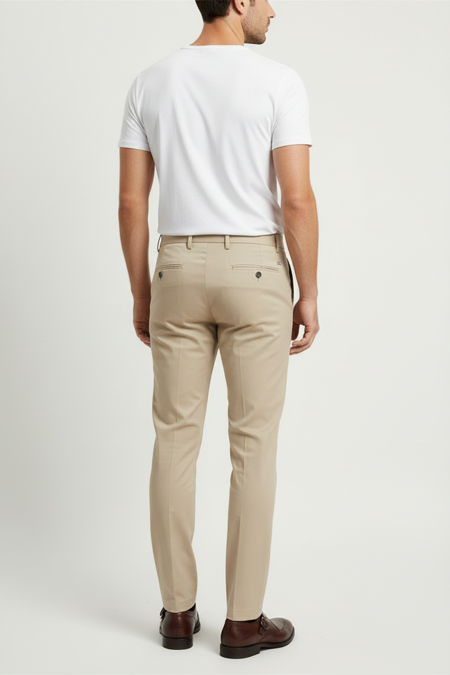 Pantalon Beige Homme Slim Élégant Business Chino - Gabardine - vue 2