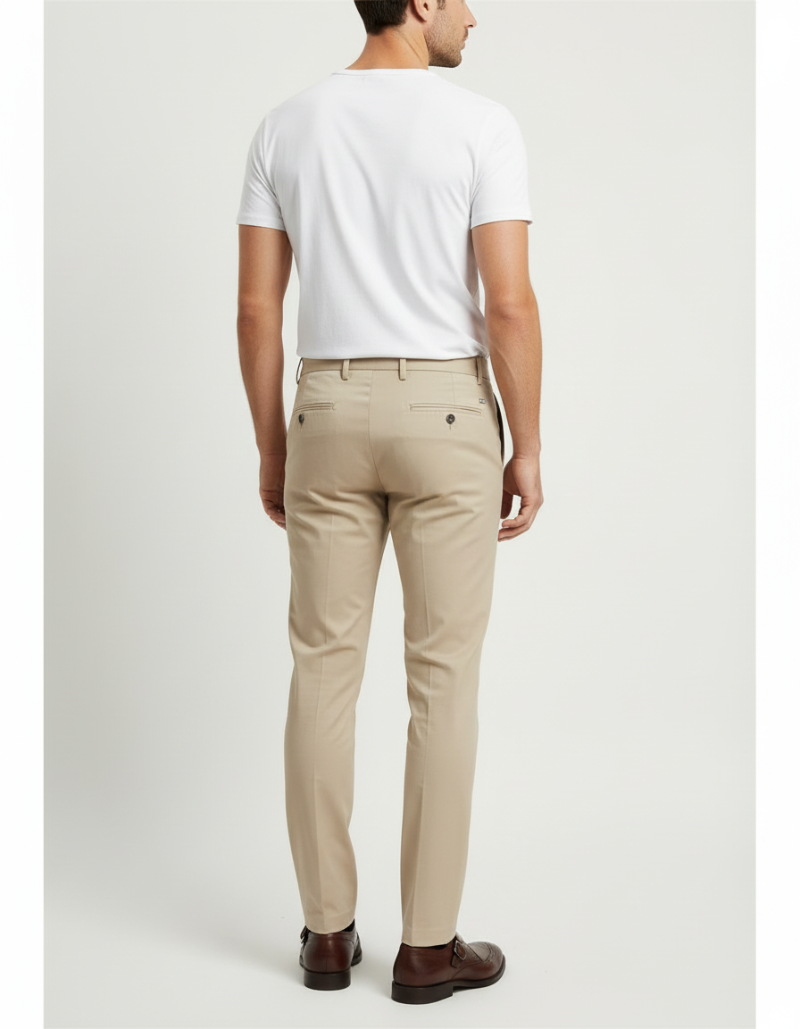 Pantalon Beige Homme Slim Élégant Business Chino - Gabardine - vue 2