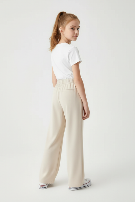 Pantalon Beige Ample Fluide Enfant Décontracté - Polyester - vue 2