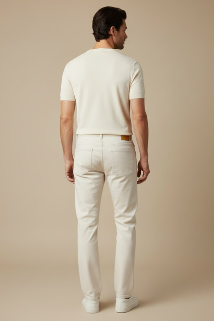 Pantalon Beige Coton Stretch Slim Casual Homme - Jean - vue 2