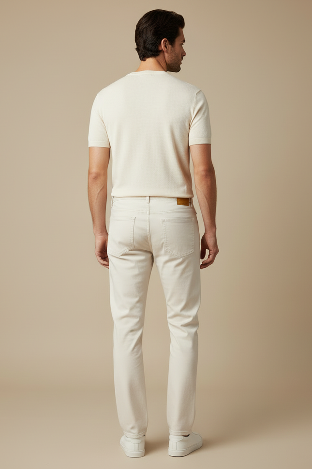 Pantalon Beige Coton Stretch Slim Casual Homme - Jean - vue 2