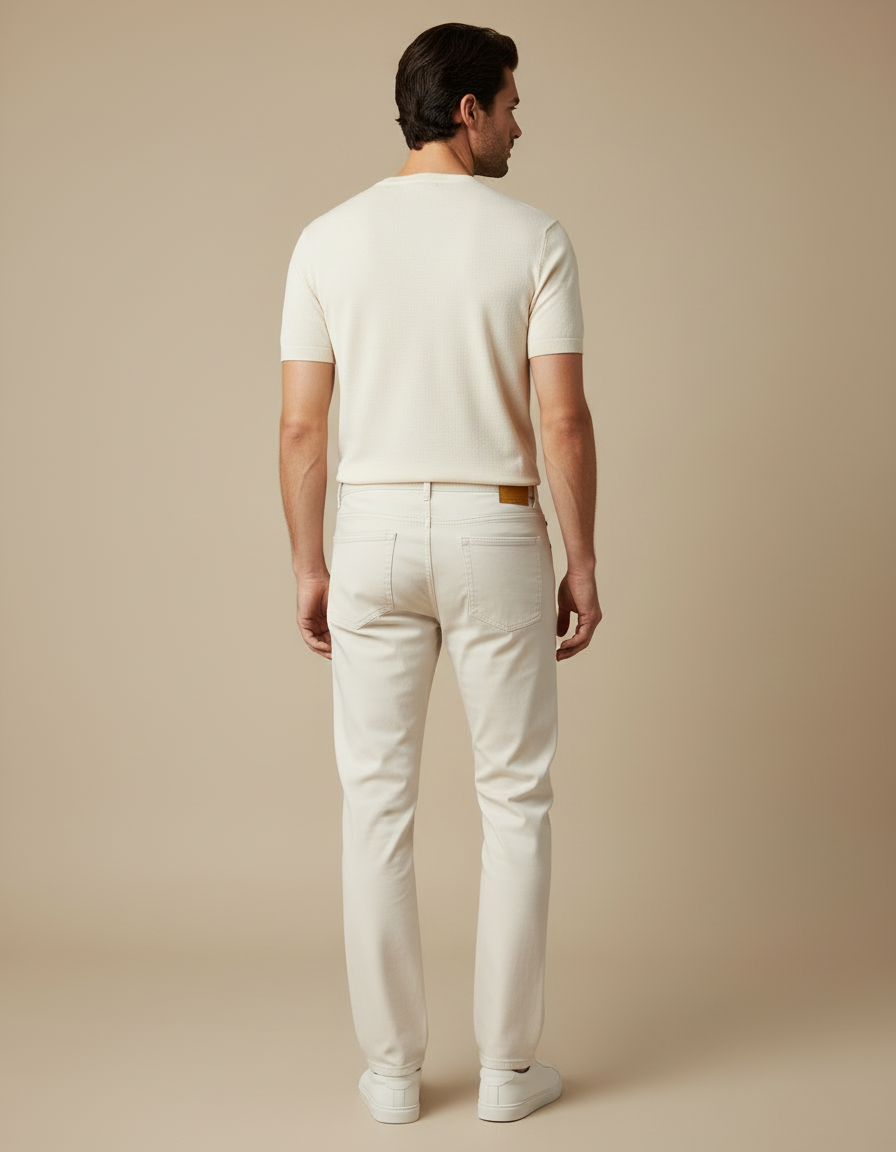 Pantalon Beige Coton Stretch Slim Casual Homme - Jean - vue 2