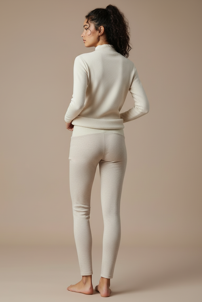 Pantalon Beige Thermique Laine Doublé Chaud Hiver - vue 2