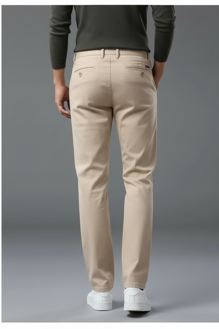 Pantalon Beige Coton Droit Décontracté Homme Ample - Gabardine - vue 2