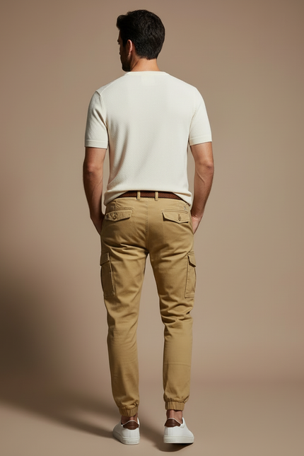 Pantalon Beige Cargo Coton Jogger Homme Tactique - vue 2