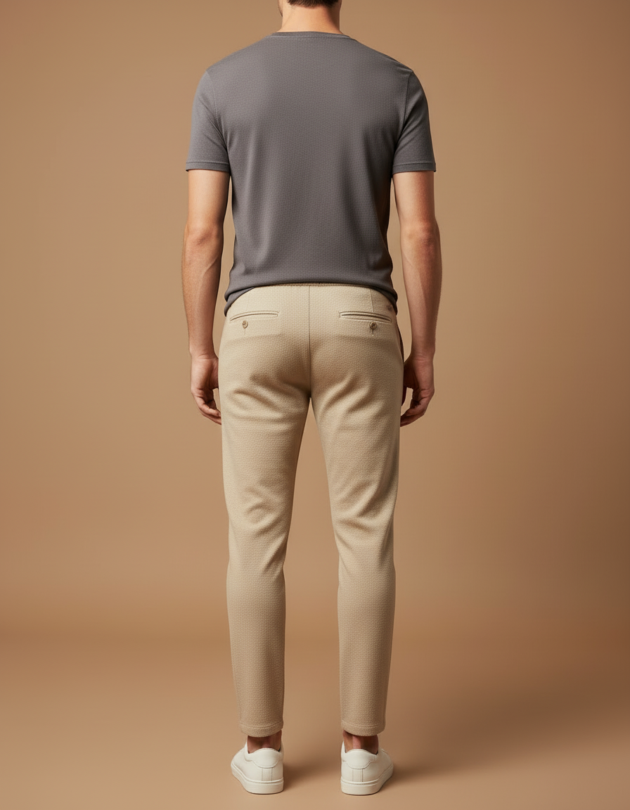 Pantalon Beige Homme Décontracté Cordon Slim Tendance - Maille - vue 2