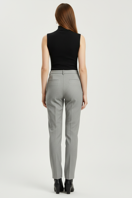 Pantalon Beige Slim Décontracté Femme Élégant - Gris Gabardine - vue 2